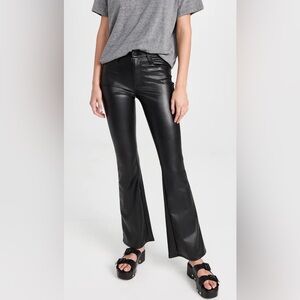 MOTHER denim weekender heel wax on wax off faux leather flare mid rise pants NWT